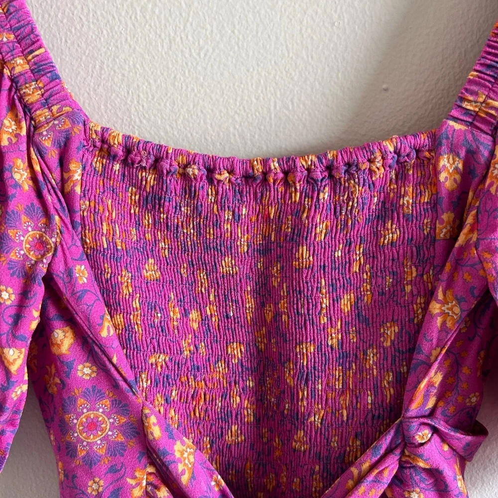 Spell & The Gypsy Madame Peacock Sweetheart Mini Dress | Boysenberry | Size Smal